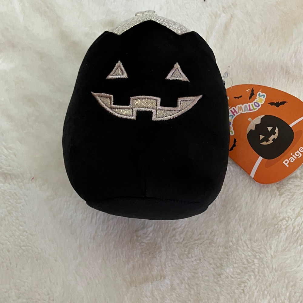PAIGE Black Squishmallow with Pumpkin Design